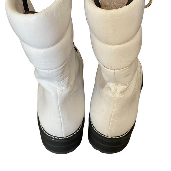 Stuart Weitzman Lexy Round Toe Leather Lace Up Moto Combat Ankle Boots size 8 - Picture 9 of 15